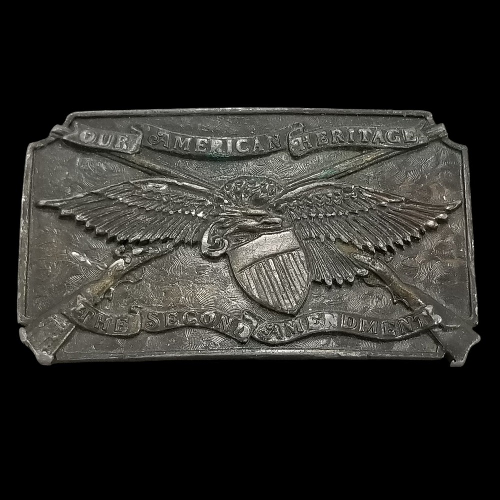 Bergamot Brass Works Second Amendment Belt Buckle Our American Heritage Eagle 76 - Picture 3 of 12